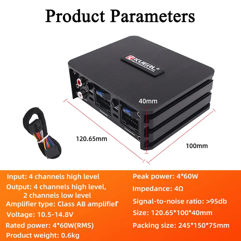 Car Power Amplifier 4*60W Way DSP Car Audio Speaker Amplifier Lossless Audio Processor For Android Large Screen Dedicated