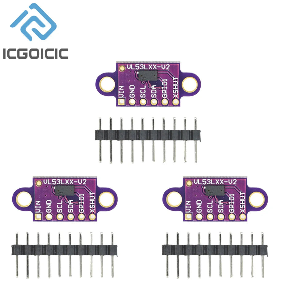 1-10PCS VL53L0X Time-of-Flight (ToF) Laser Ranging Sensor Breakout 940nm GY-VL53L0XV2 Laser Distance Module I2C IIC with Pin
