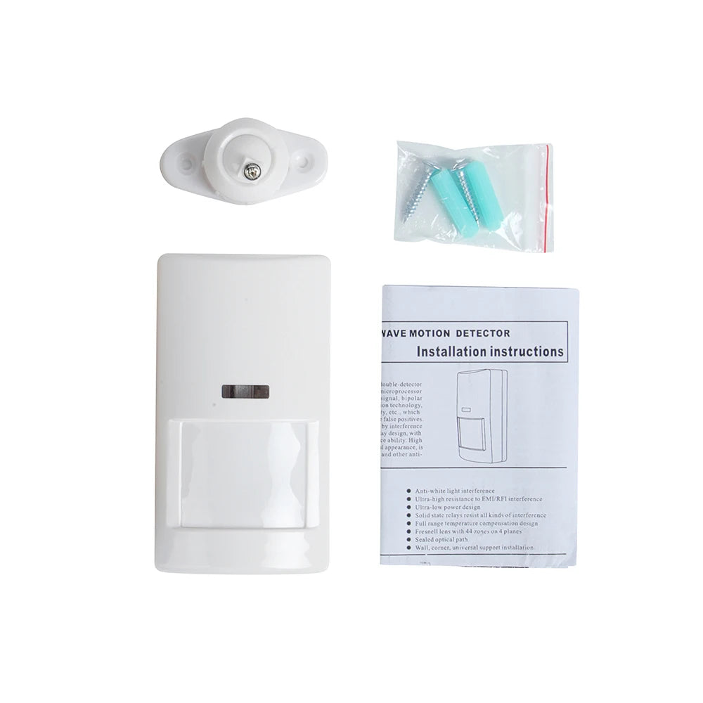 Indoor DC12V-24V Wired PIR Alarm Motion Sensor Detector CE Certified Pet Friendly for Home Alarm System with NO NC Alarm Output