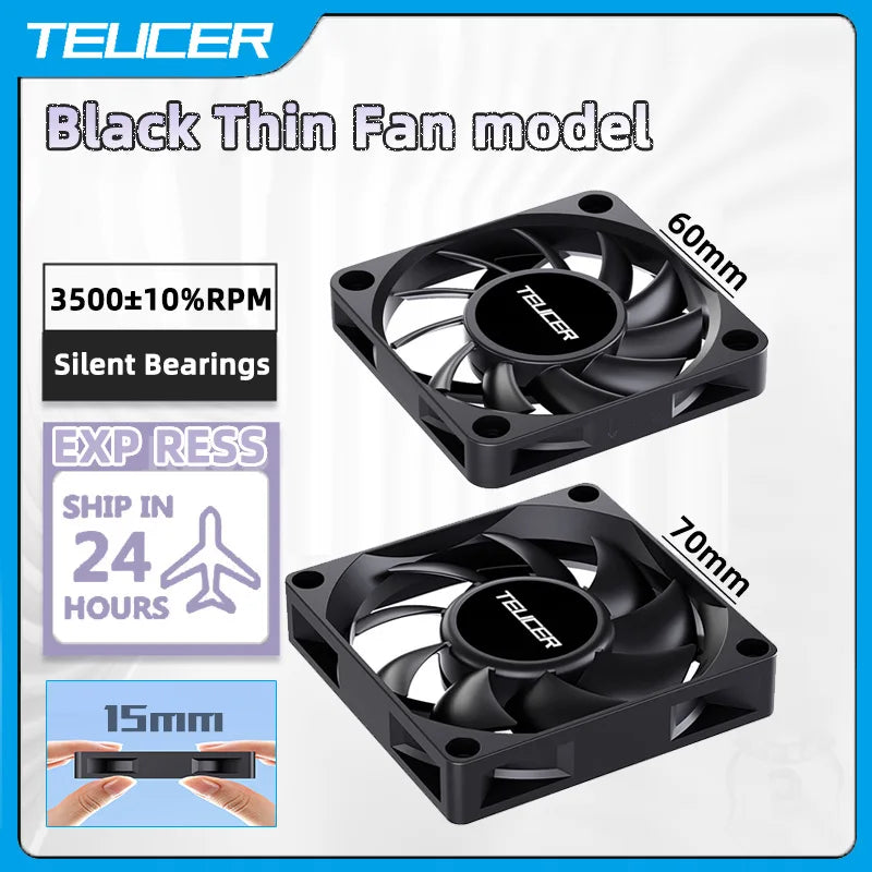 TEUCER UT-60 Slim 60mm PC Case Fan 3500RPM High Airflow CPU Cooler 6/7CM Ultra-thin Cooling Fan