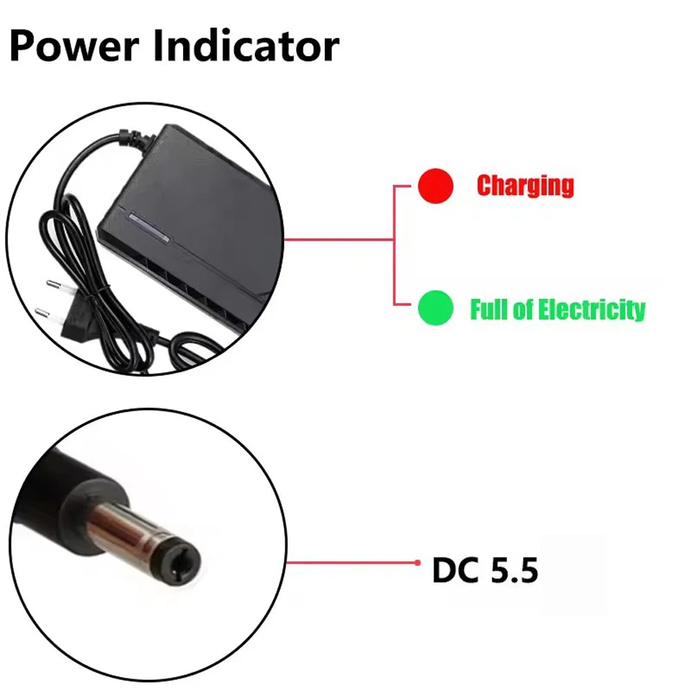 72V 60V 2A/3A/5A 20S 16S 18650 Lithium Battery Charger DC 5.5*2.1mm, Multiple Plug Options, Intelligent Charger EU/US/UK/AU