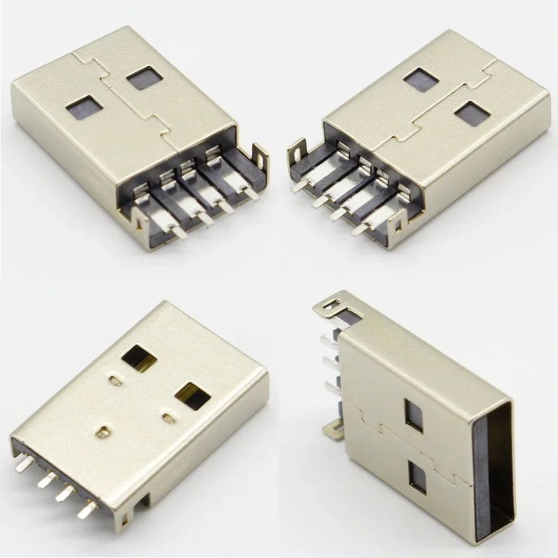 10pcs/lot USB Data Interface 2.0 4Pin A Type USB Male Head Sinking Board Patch Plug Socket Soldering Wire