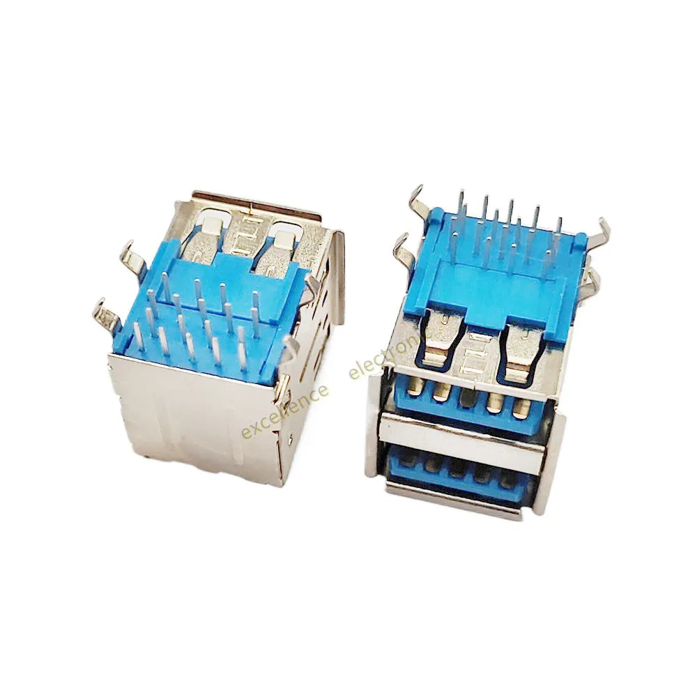 5/10Pcs Double USB Type A Female Solder Jacks Connector PCB Socket USB-A Type 90 Degrees / 180 Degrees Adapter