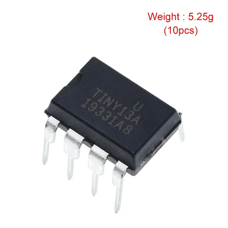 ATtiny13A-PU 8-Pin DIP AVR Microcontroller IC Embedded MCU for DIY Projects