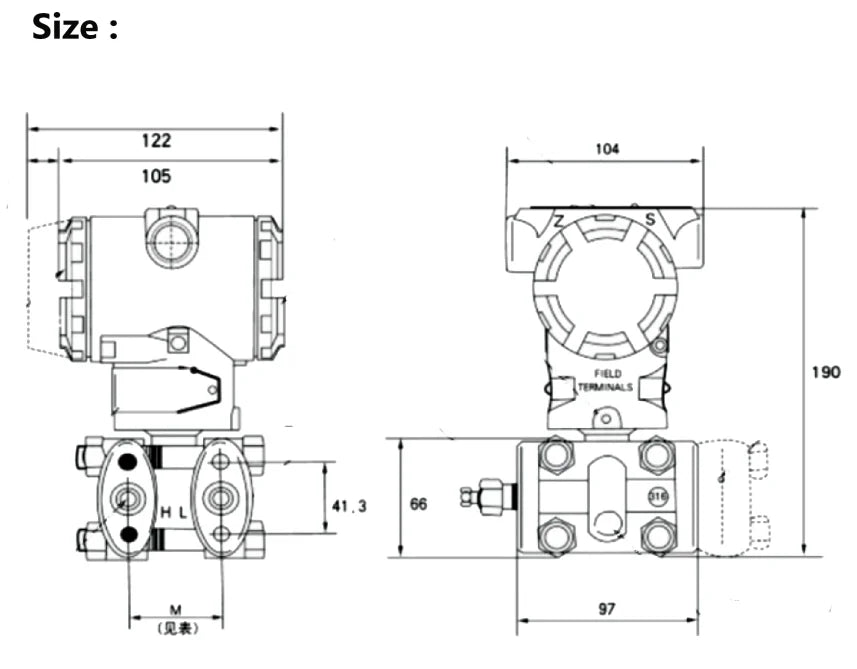 QD-3051 4-20mA+Hart Intelligent Micro Differential Pressure Sensor Capacitance Explosion-proof Pressure Transmitter