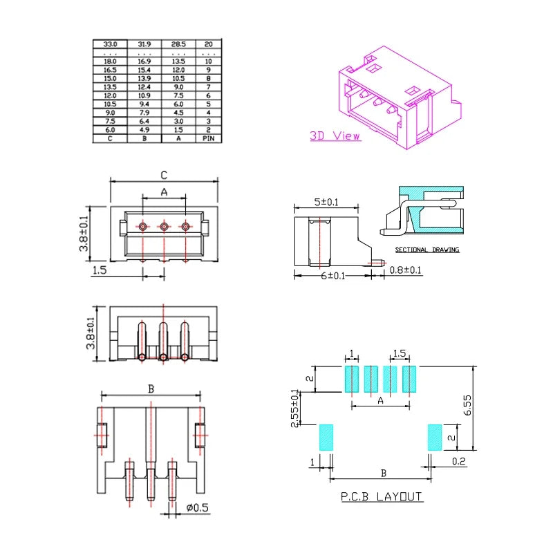 20Pcs JST ZH 1.5mm Pitch SMD Wire-to-Board Connector Header 2/3/4/5/6/7/8/910 Pin Vertical Horizontal Socket