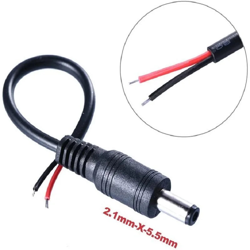 DC Power Pigtails Cable 22AWG Female Male 5.5mm X 2.1mm Connector For 12V Power Supply Adapte CCTV Camera DVR LED Strip