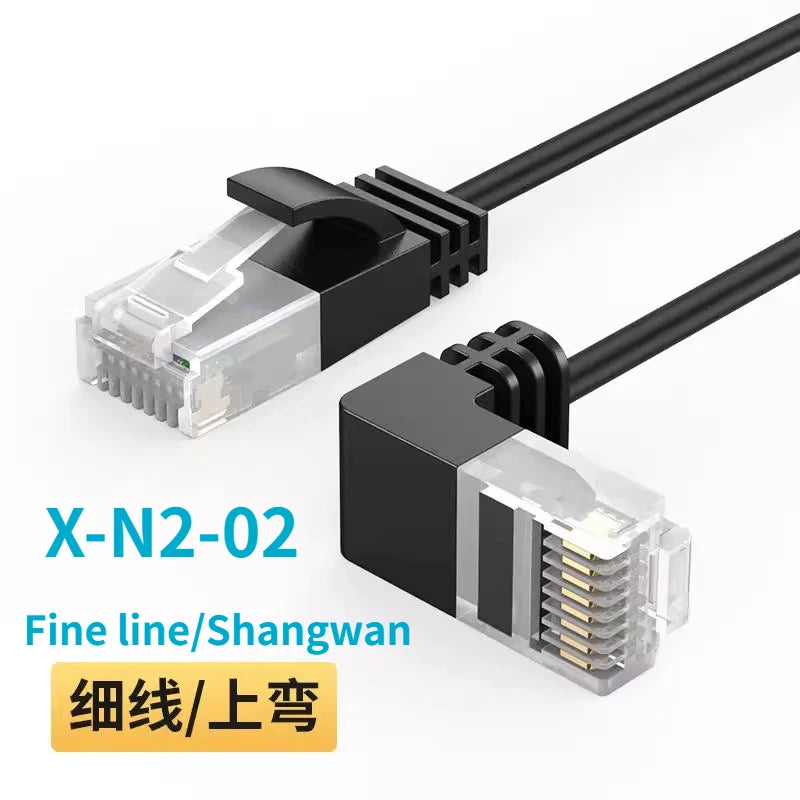 Swivel Bend Cat6a/Cat6/Cat6 Network Cable 10G X 104M Finished Jumper Fine 360° Right Angle RJ45 Connector High-Speed Data Transf