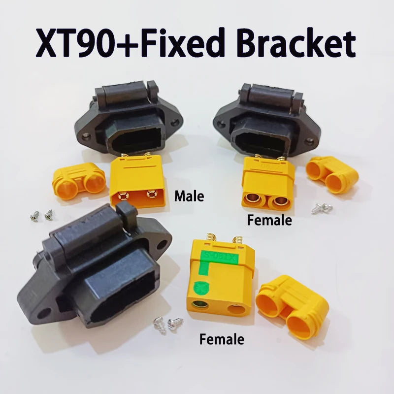 1Pcs XT90 Male Female Plug with Fixed Bracket T-Type Power Connector Electric Scooter Lithium Battery Charging Port Shell