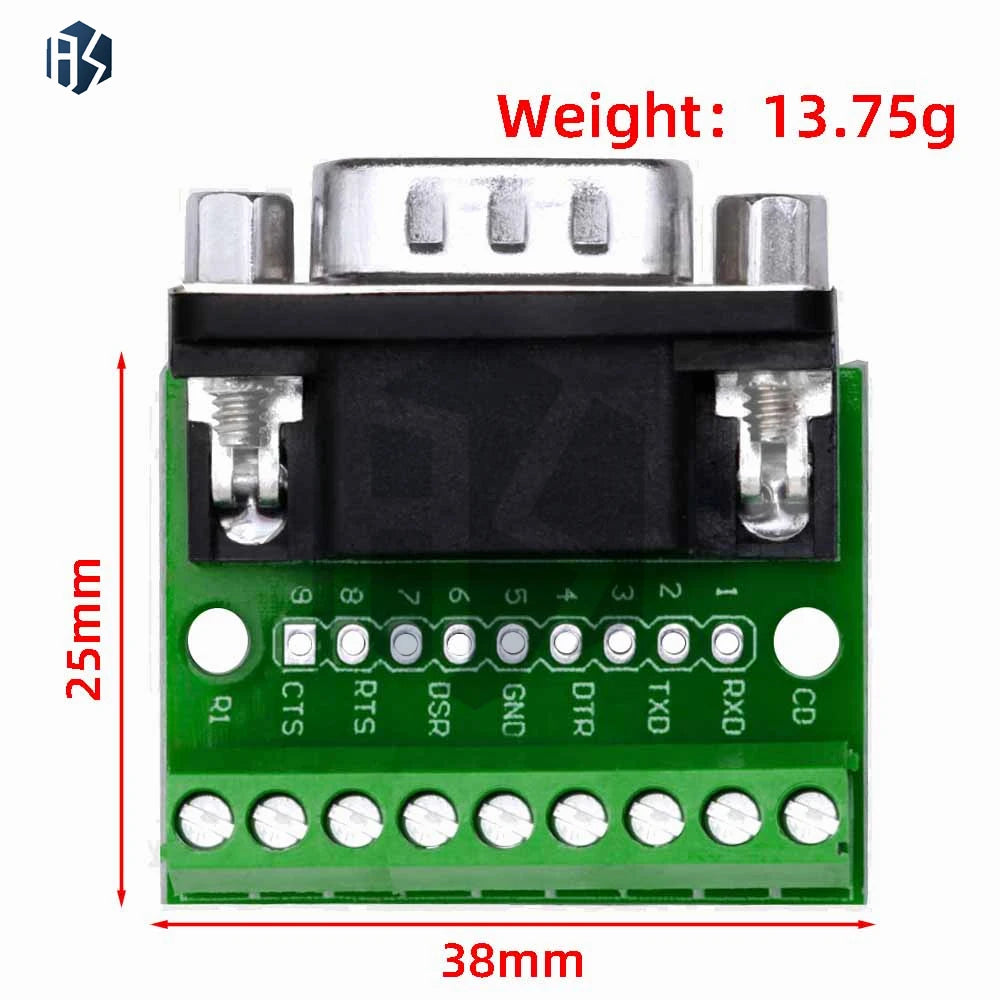 9pin Solderless Connectors DB9 RS232 Serial to Terminal Female Male Adapter Connector Breakout Board