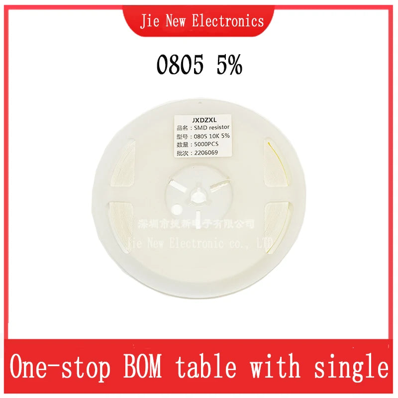 5000PCS 0805 Chip resistor 5% 0R-10M 1R 2.2R 5.1R 10R 22R  100R 1K2 6.8K 10K 12K 20K 47K 100K 510K 910K 1M 4.7M 9.1M 1/8W