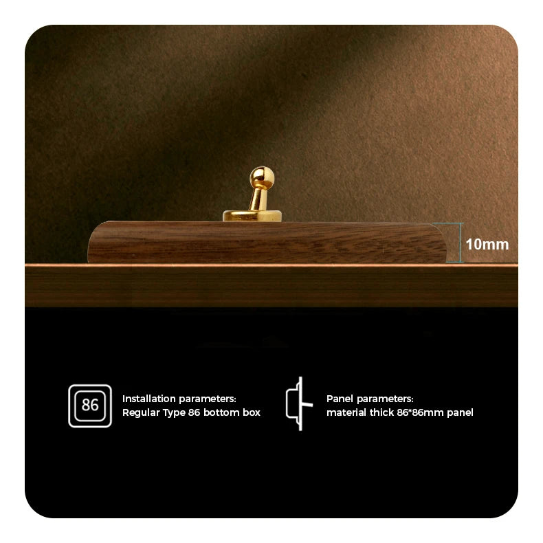 Avoir Retro Black Walnut Panel Toggle Switches USB Type C FR EU Socket Outlet Brass Lever Wall Light Switches Cat6 Rj45 For Home
