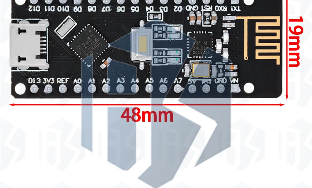 RF-Nano for Arduino Nano V3.0, Micro USB Nano Board ATmega328P QFN32 5V 16M CH340, Integrate NRF24l01+2.4G wireless