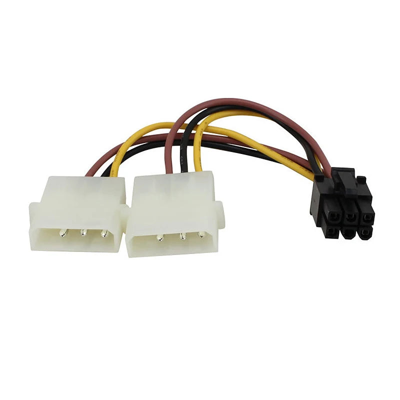 2/4PC 2X 4 Pin Molex to 6 Pin PCI Express PCIE Video Card Power Adapter Cable