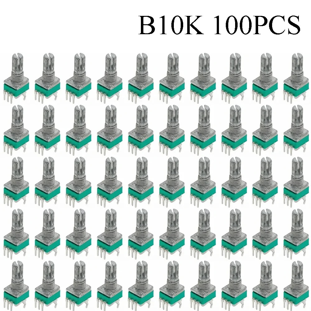 100PCS RK097 Precision Linear Potentiometer Vertical Single Link Shank 15mm D axis B2K B10K B20K B50K B100K B500K B1M