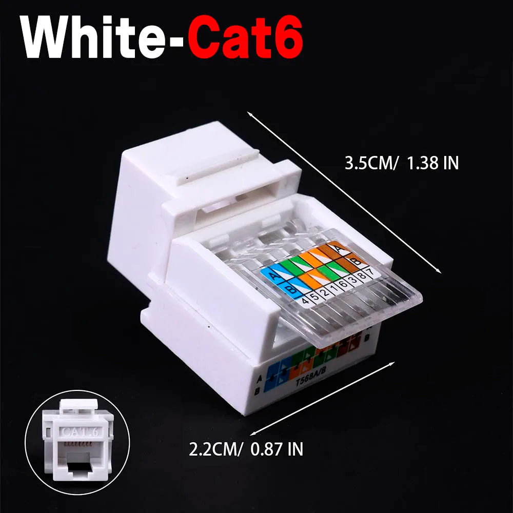 For RJ45 Module Coupler Ethernet Module Female Jack Wall Adapter RJ45 Cat6/Cat5e Ethernet Keystone Jack No Punch-Down Tool-Less