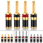 HIFI 4Pcs Gold/Rhodium Plated Copper Speaker Binding Post Female Banana  Connector HIFI Audio AMP Banana Plug  Socket  Terminal