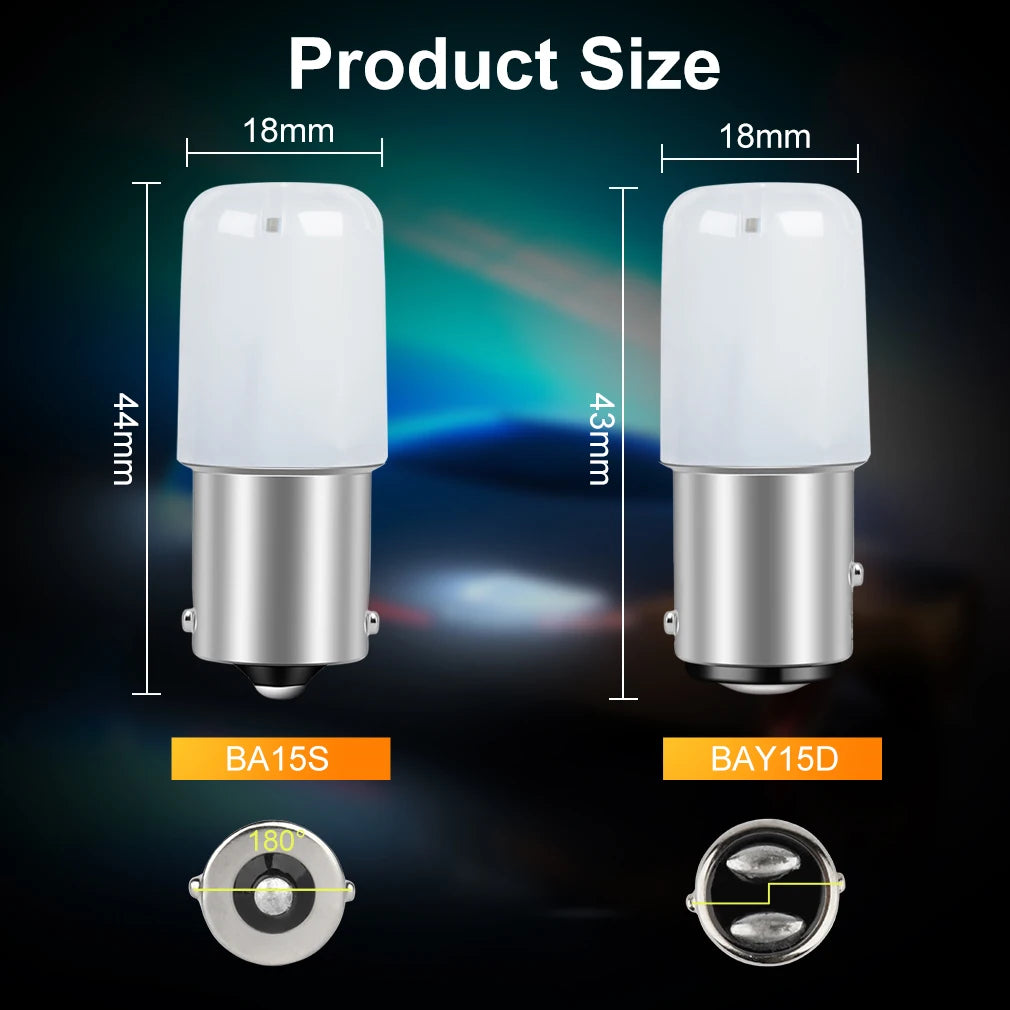 2pcs P21W Led 1156 BA15S 1157 BAY15D P21 5W R5W R10W Bulb 18SMD 3030 Car Turn Signal Lights Reverse Lamp 12V White Red Yellow
