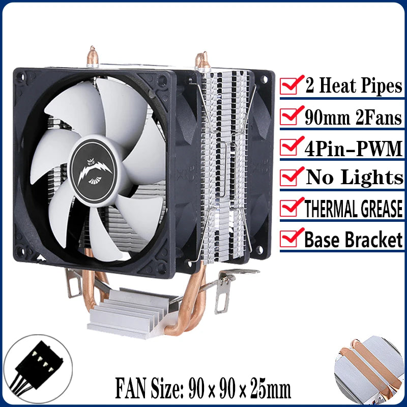 QiuzAim Air-cooled Radiator 2/4/6 Heat Pipe Computer Processor CPU Fan Compatible LGA115x 1200 1700 2011 2066 X79 X99 E5 AM4 AM5