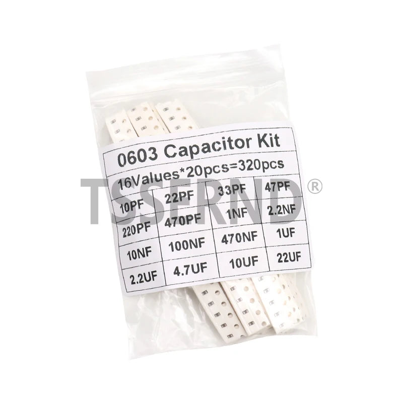 320PCS 720PCS 0603 0805 1206 SMD Capacitor Assorted Kit 16/36/50Values 1PF - 10UF Capacitance Set 100NF 0.1UF 1UF 2.2UF 4.7UF