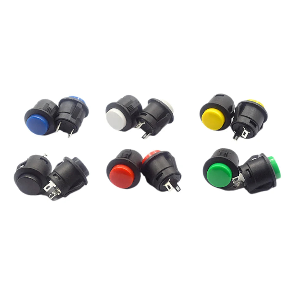 6PCS R13-507 Self Resetting Power Button Card Buckle Switch 16mm round Multiple Panel Mounting without Lock for Electronics