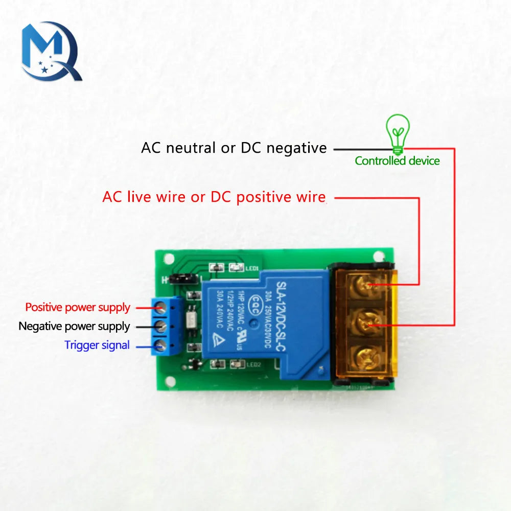 YYG-2 High Power Relay Module One Way High/Low Level Trigger Optocoupler Isolation Relay Module 30A DC5V/12V/24V