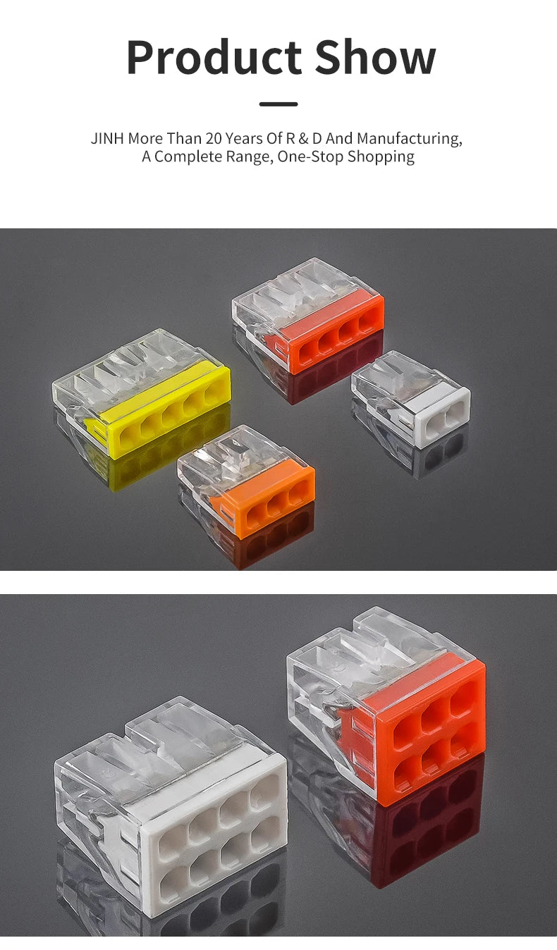 50Pcs Mini Quick Push in Connectors Hard Stainless Easy Electrical Splicing Terminal Blocks 2 3 4 5 6 8 Ports