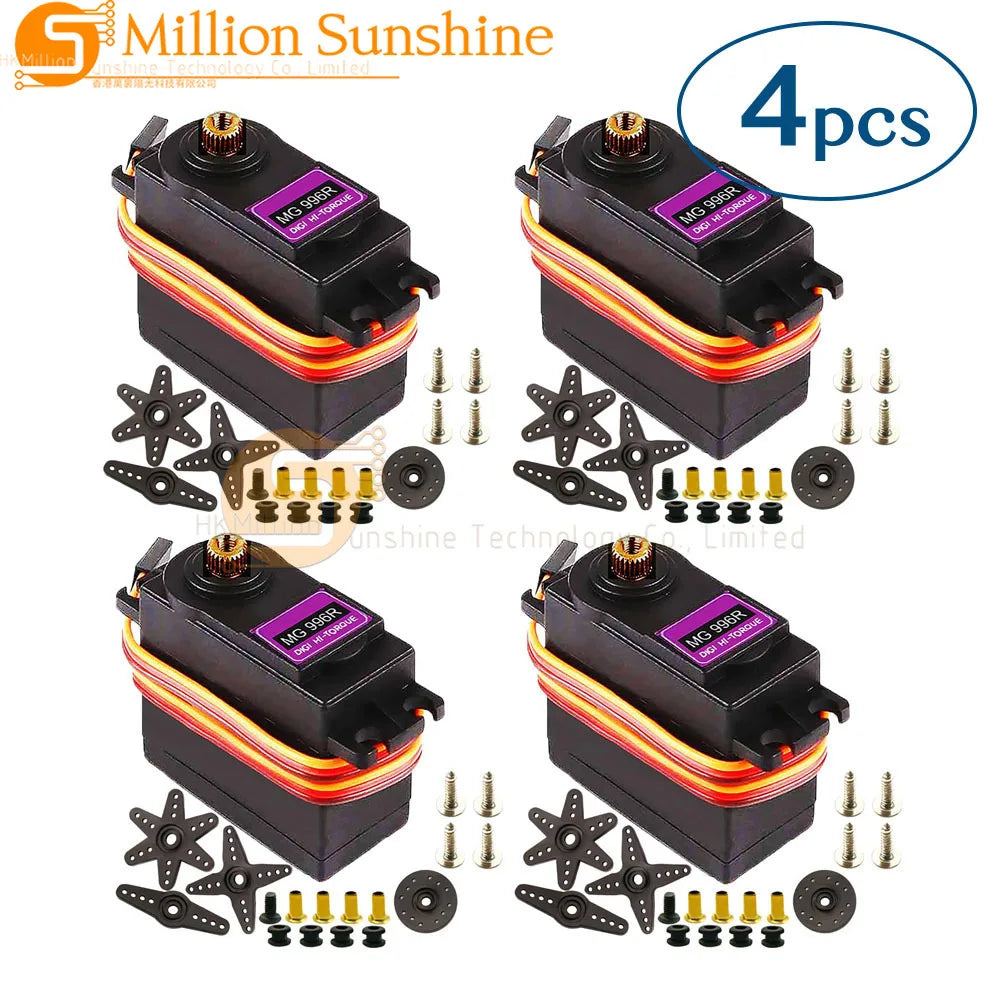 4pcs MG996R MG996 55g Digital Servo Motor - High Torque Plastic Gear (15kg/cm)  RC Servo for Arduino, Robotics, RC Cars, Boats