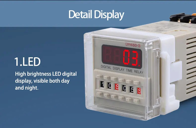 DH48S-S Time Delay Relay Switch DC24V 12V 0.1S-99H Digital LED Programmable With Base Timer Relay SPDT AC220V With Transformer