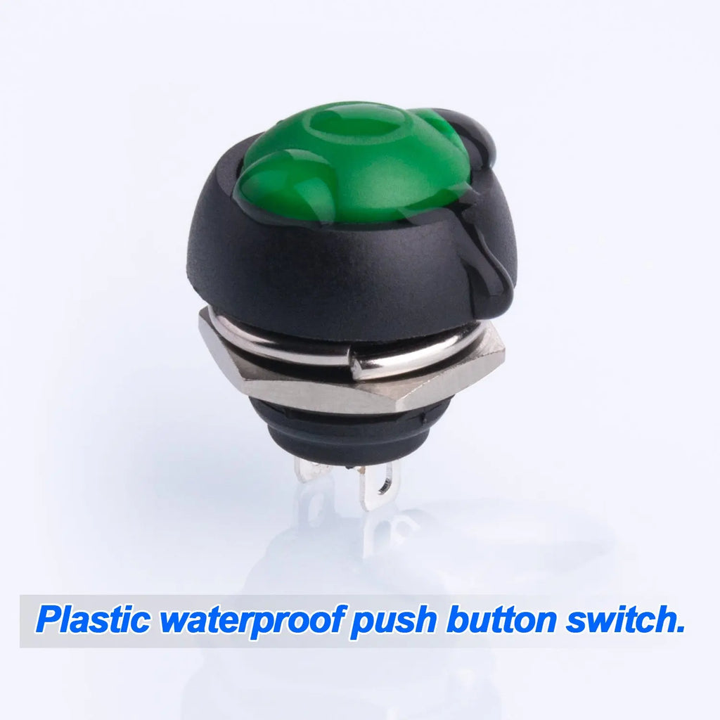20PCS 12MM Waterproof Momentary Push Button Switch Normal Open(NO) Mini Micro Switch ON-Off 125V 3A Red Black 5 Colors