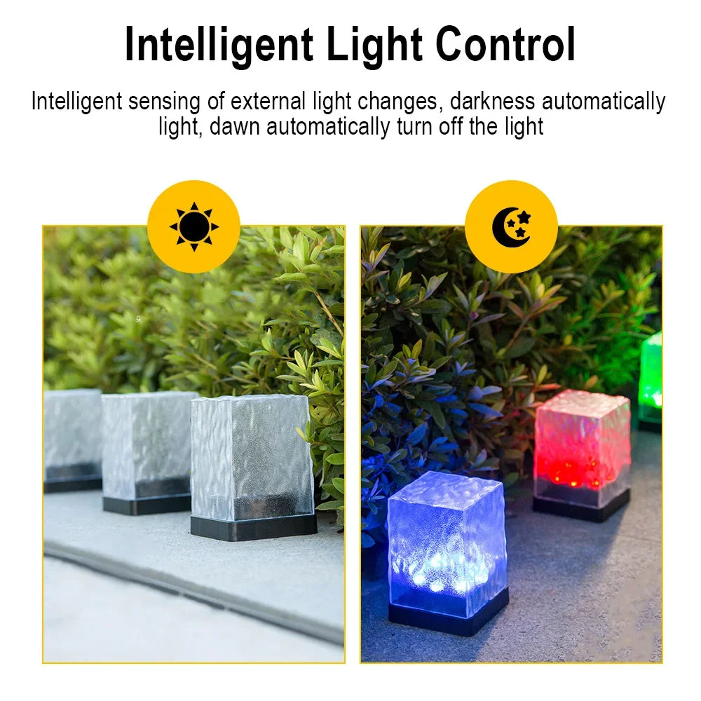 RGB LED Solar Paths Lamp Multicolor Intelligent Light Controlled Sensor Lights Party Atmosphere Light for Garden Patios