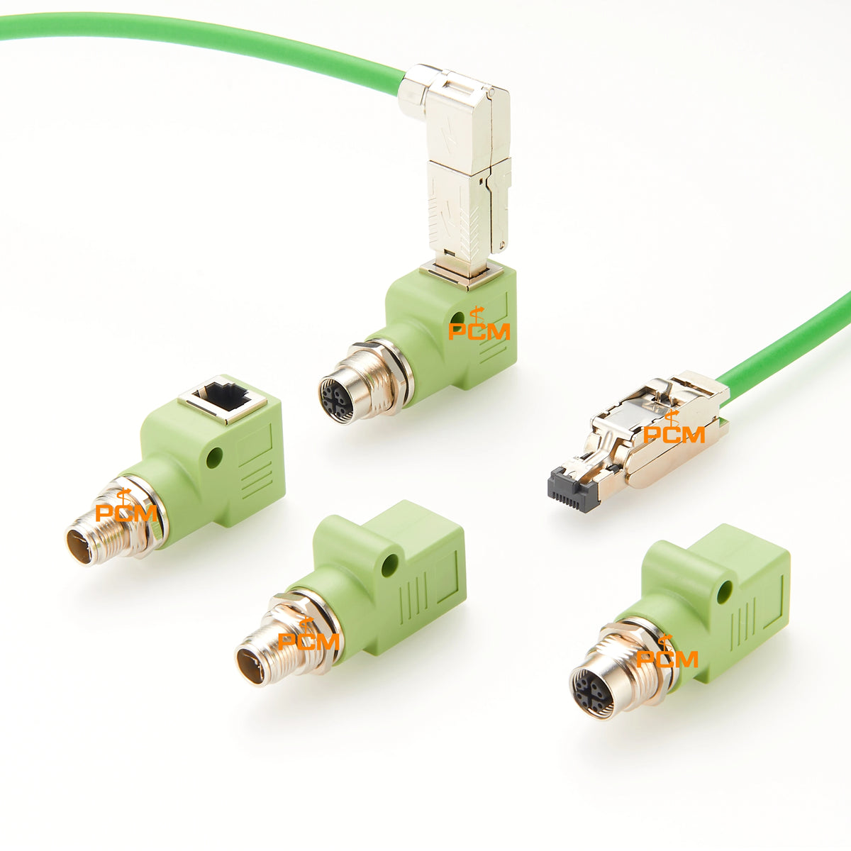 M12 Adapter X-coded 8 pin male to RJ45 jack Cat.5e with mounting hole 90° angled Industrial Ethernet Converter for Cognex Camera