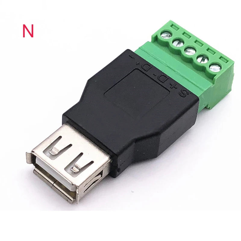 USB 2.0 Female B Micro Usb Mini Usb Type-C Male To 5 Pin Female Bolt Screw Connector With Shield Terminal Plug Adapter Cable