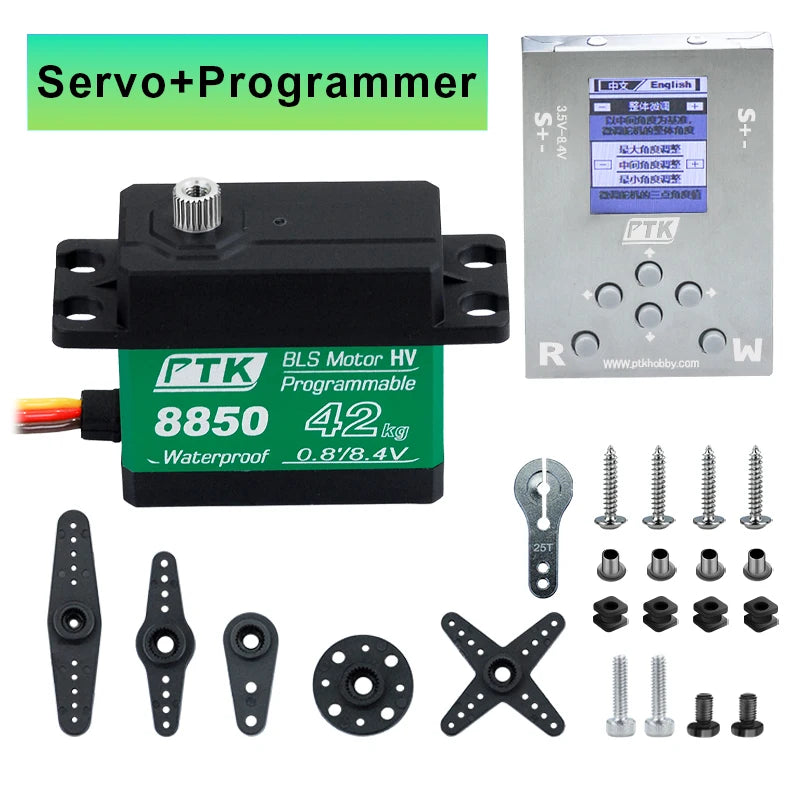 PTK Servo 8.4V 30kg 40kg High speed0.05 brushless RC servo motor Waterproof 1/8 1/10 1/12 scale automotive fixed wing robot 180°
