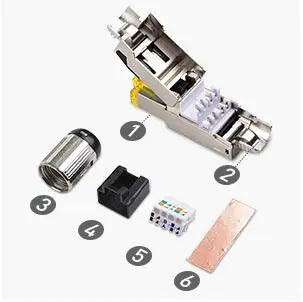 2/6/10Pcs RJ45 CAT6A Cat7 CAT8 Connectors Tool-Free Zinc Alloy Shielded 10G Ethernet Termination Plugs for 23AWG SFTP Cables