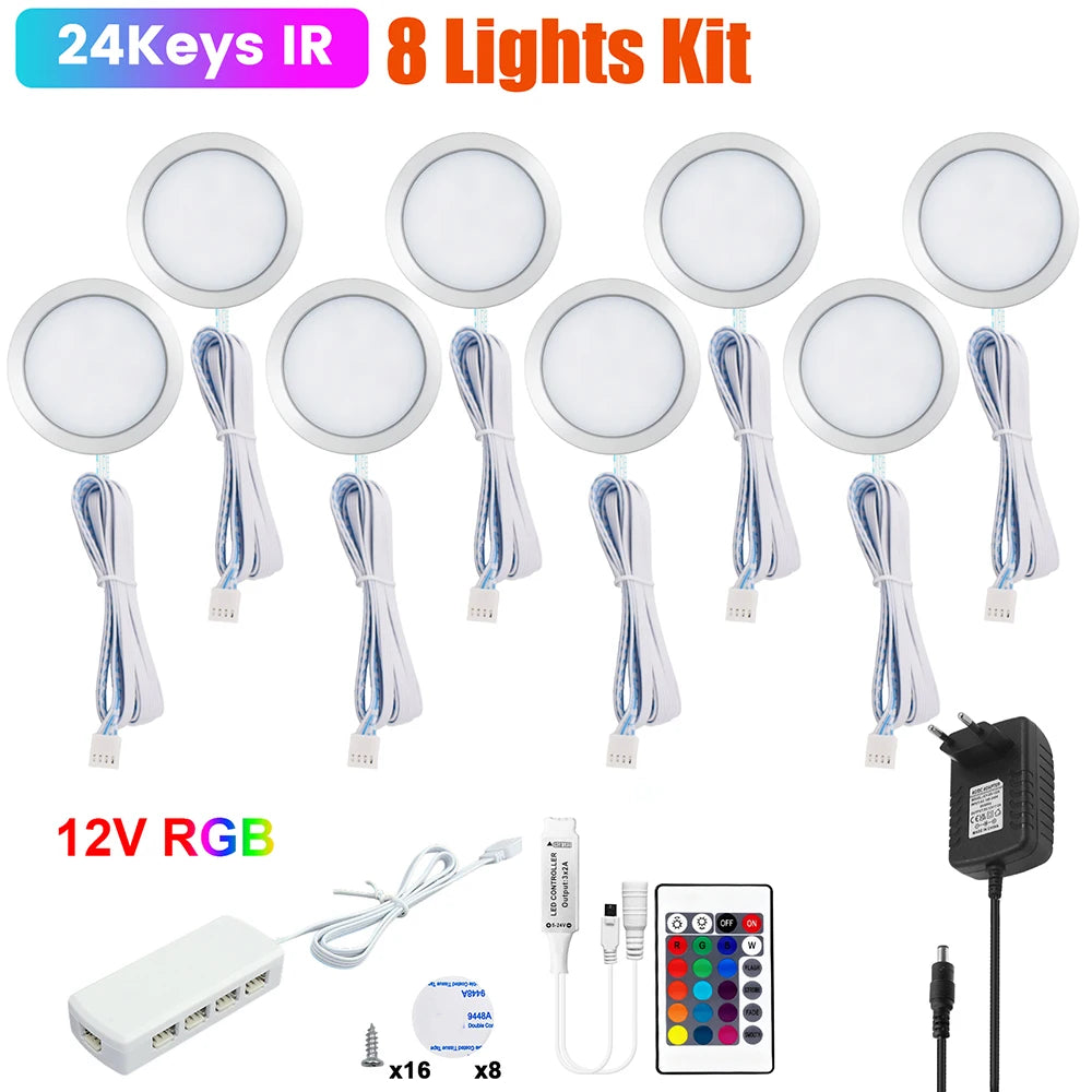 1 2 3 5 6 8 Lihgts RGB LED Cabinet Light 12V WiFi Bluetooth 24Key 44Key Remote Control Power Kit for Kitchen Wardrobe Lighting