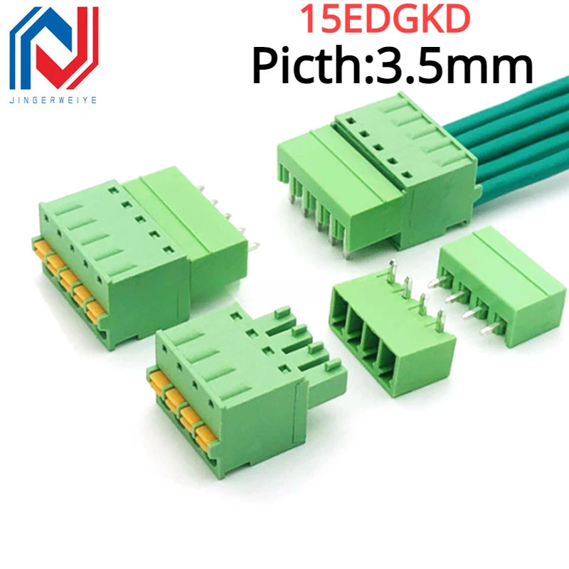 2Sets 15EDG 3.5mm 3.81 Screw Free Plug-in PCB Terminal Block 15EDGKD 3.5MM 3.81mm Spring Press Type Cable Connector 2P 3P 4P-12P