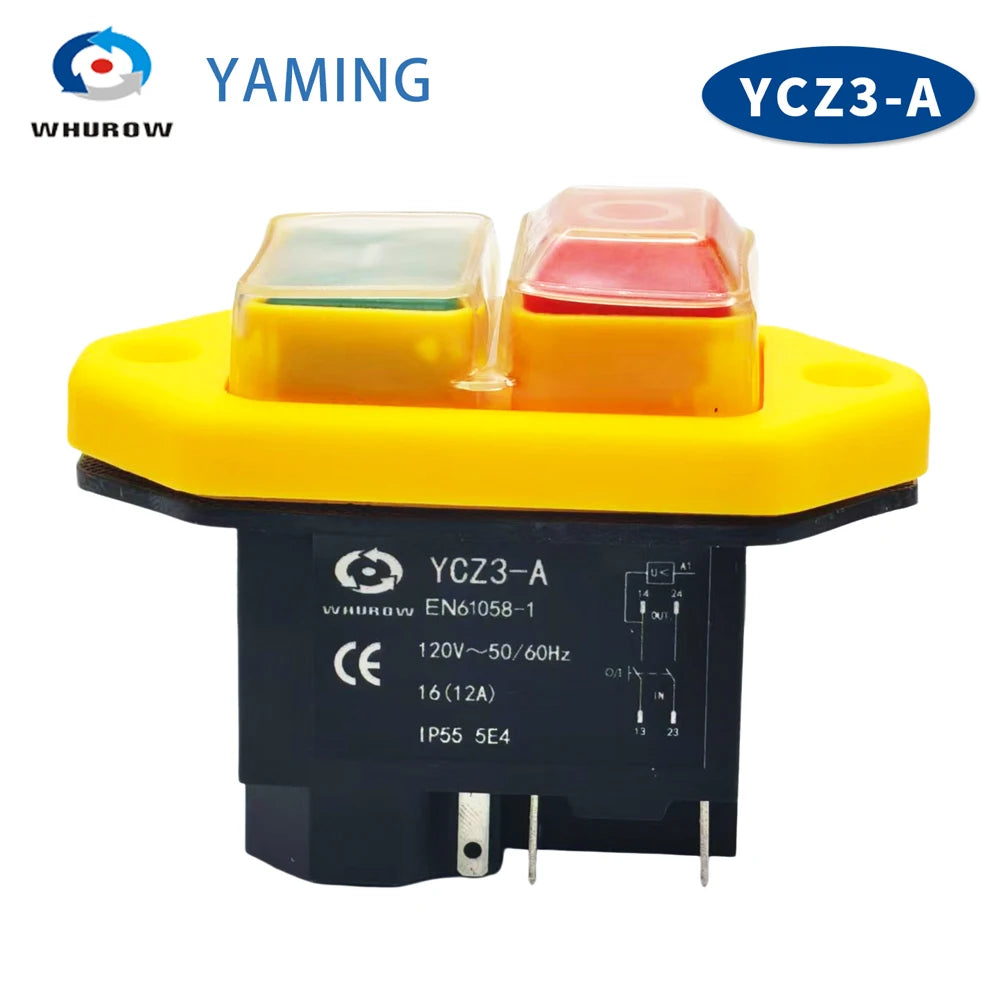 YCZ3-A Electromagnetic Switch 4/5 Pins 110/220V On Off Momentary Reset Push Button Red Green Can Replace KJD17