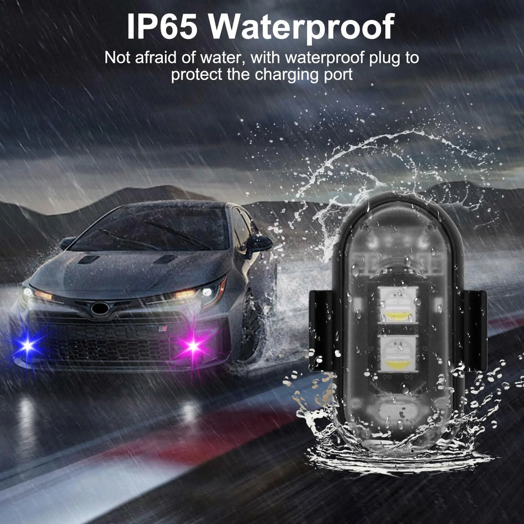 2/4/6/8 pcs LED Aircraft Strobe Lights Remote Control 8 Colors Anti-Collision LED Lights for Car Motorcycle Drone Aircraft Bike