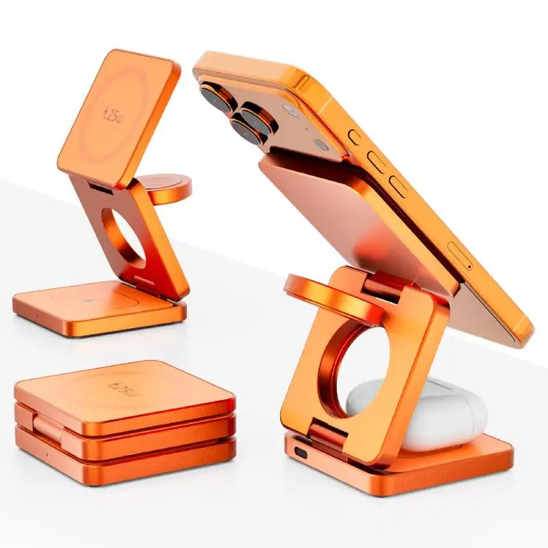 3 in 1 Qi2.2 25W Folding Wireless Charger For iPhone HUAWEI Samsung Portable Magnetic Wireless Phone Charging Station