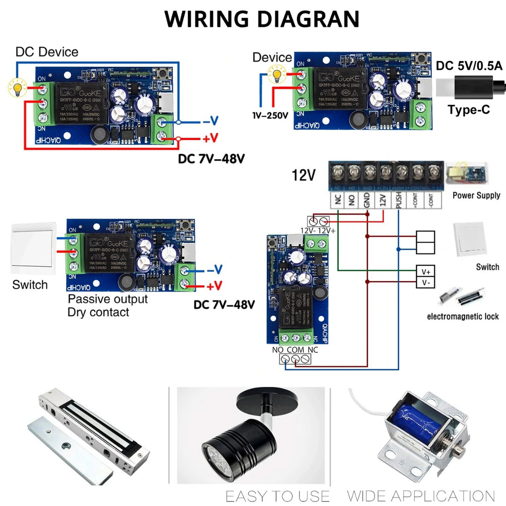 EWelink Smart WiFi Relay Smart Switch DC 5V 12V 24V 48V WirelessRemote Control 1 Way Alexa Googole Home Voice Control