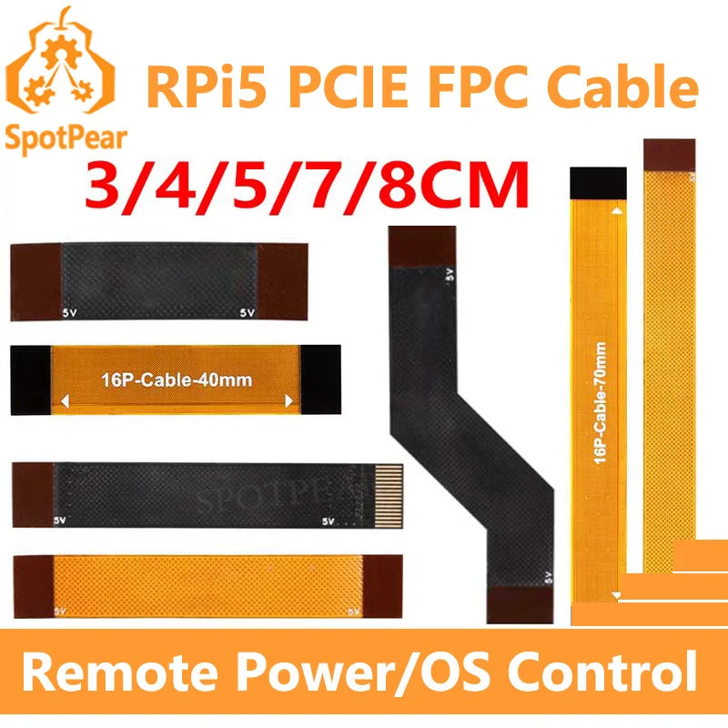 Raspberry Pi 5 PCIE FPC Cable With 90R differential matching Higher Speed 3/4/5/7/8CM For M.2 NVMe SSD