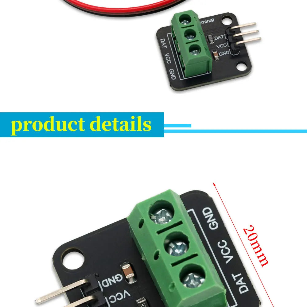 1/3/5Pcs DS18B20 Temperature Sensor Module Digital Waterproof Stainless Steel Probe for Arduino