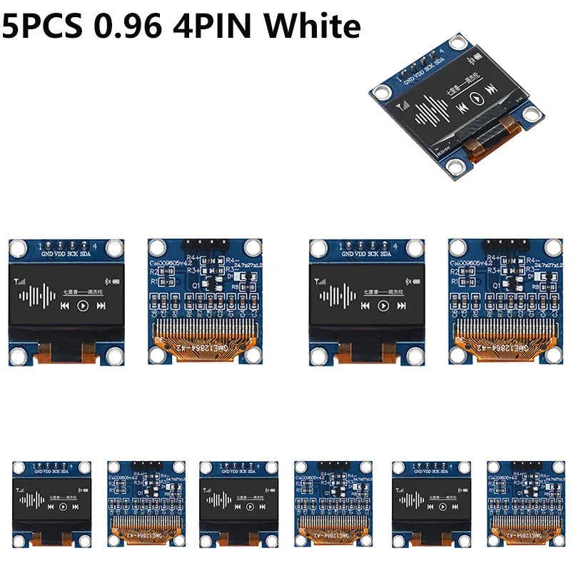 1-10PCS 0.96 Inch OLED Display Module I2C IIC SPI Serial 128X64 SSD1306 LCD 3.3-5V 4 Pin White/Blue/Yellow Blue for Arduino
