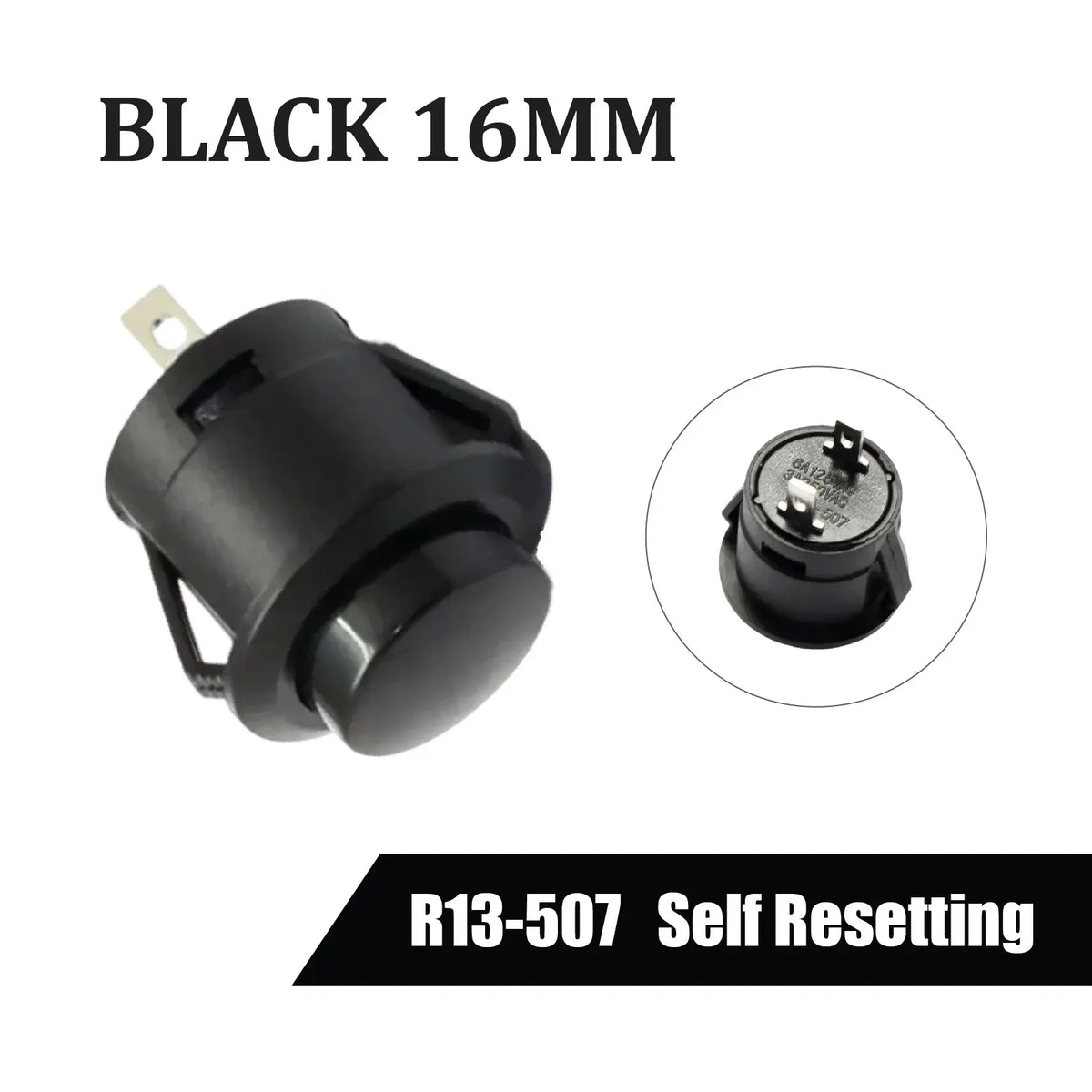 5/20PCS R13-507 Snap on Button Inching 16MM Round Lockless Self Reset Switch Panel Mounting