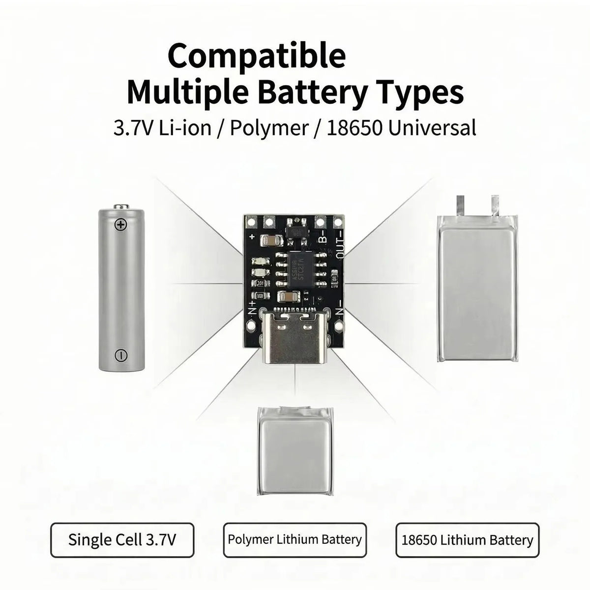 1-20PCS USB Type C 3.7V Lithium Battery Charger Board USB-C Charging Module with Protection Circuit Charging Port Dock Connector