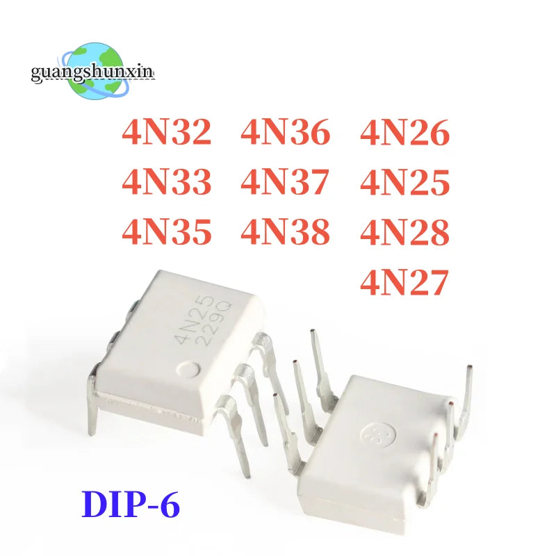 10PCS 4N38 4N37 4N36 4N35 4N33 4N32 4N27 4N28 4N25 4N26 DIP-6 IC Optocoupler