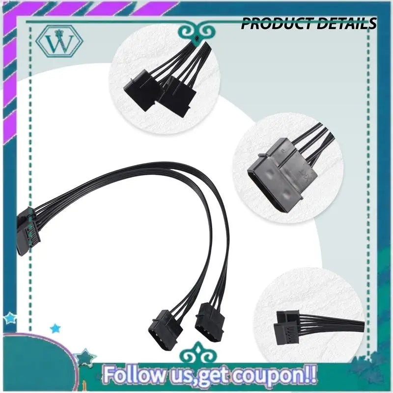 Upgraded Molex IDE 4 Pin Male To 15 Pin Female SATA Power Converter Adapter Cable Hard Drive HDD SSD Power Extension Cable,2 Pac