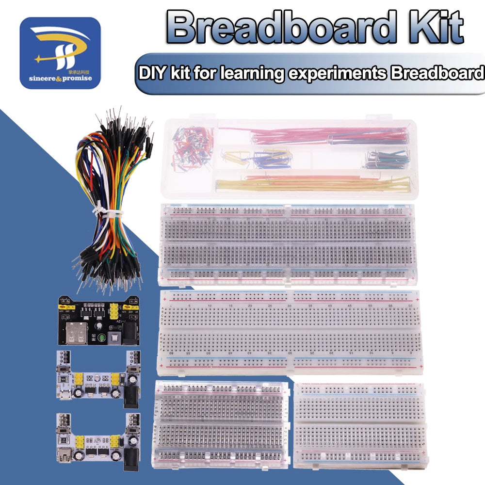 3.3V/5V MB-102 Breadboard power module+ 400 830 points Solderless Prototype Bread board kit +65 Flexible jumper wire
