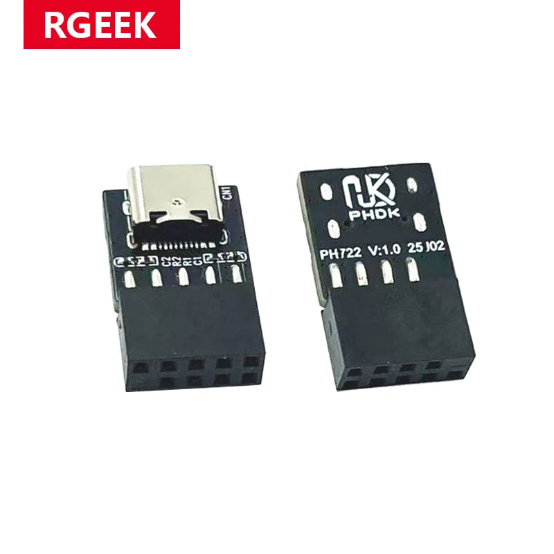 USB 2.0 9/10Pin Internal Motherboard Connector Header to USB-C Adapter Riser Card USB2.0 9Pin to Type C Converter for Desktop PC